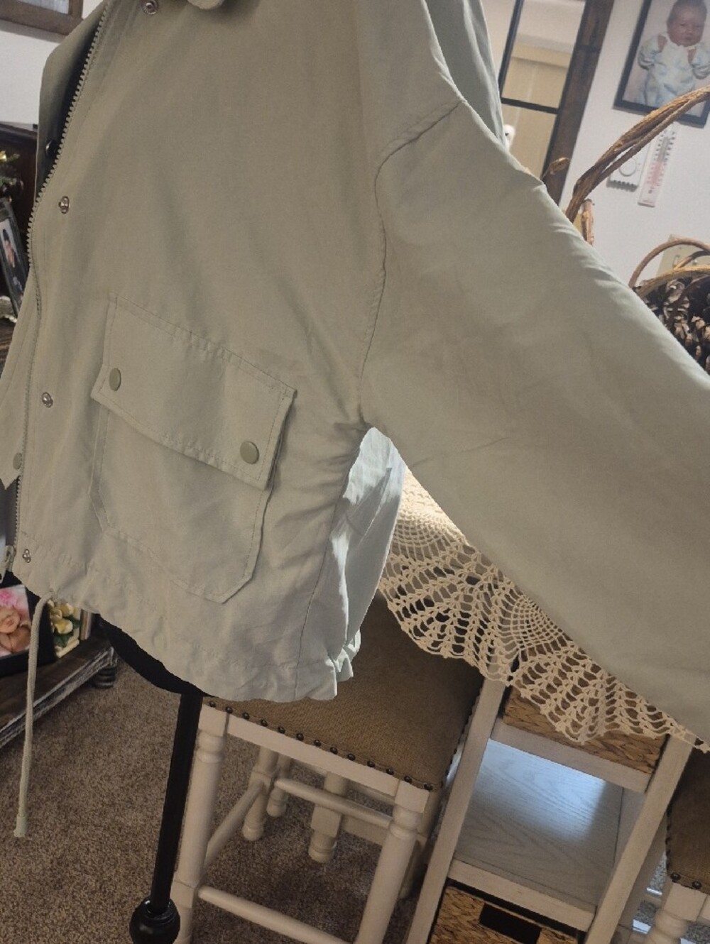 Love Tree Light Sage Utility Drawstring Jacket - Picture 7 of 12